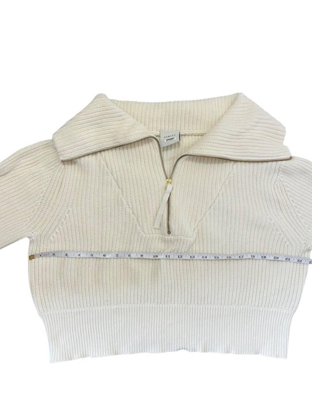 Varley Mentone Half-Zip Knit Pullover in Egret - Picture 8 of 9